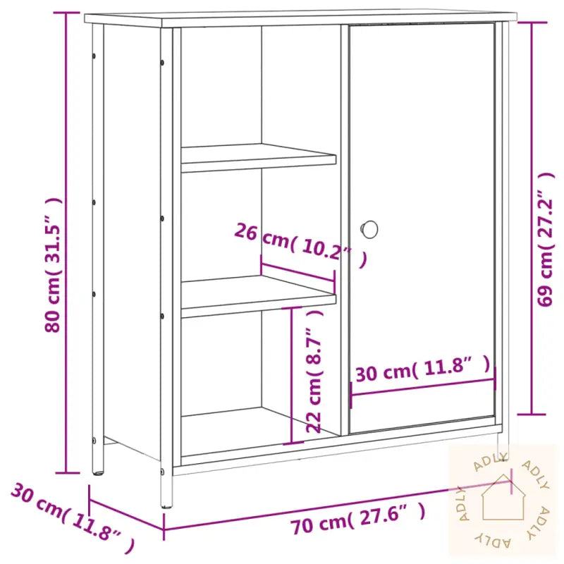 Skjenk Røkt Eik 70X30X80 Cm Konstruert Tre