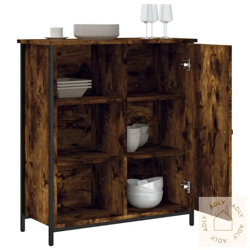 Skjenk Røkt Eik 70X30X80 Cm Konstruert Tre