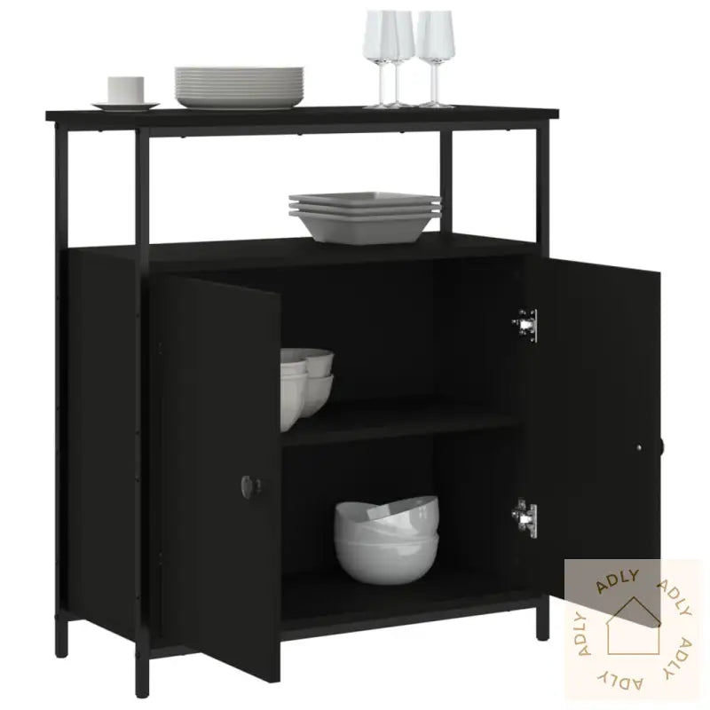 Skjenk Svart 70X30X80 Cm Konstruert Tre