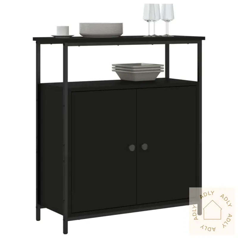 Skjenk Svart 70X30X80 Cm Konstruert Tre
