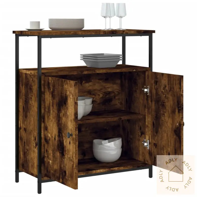 Skjenk Røkt Eik 70X30X80 Cm Konstruert Tre