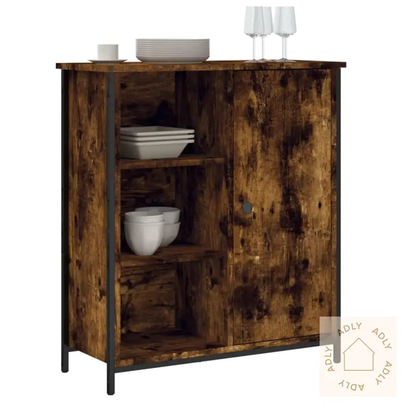 Skjenk Røkt Eik 70X30X80 Cm Konstruert Tre