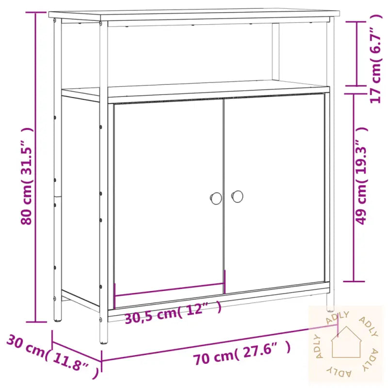 Skjenk Røkt Eik 70X30X80 Cm Konstruert Tre