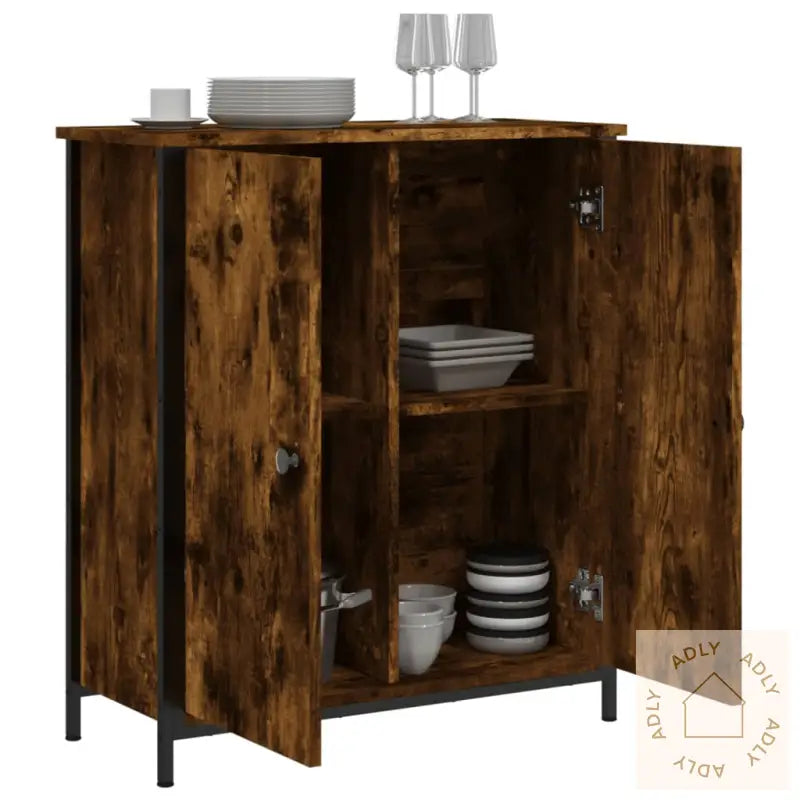 Skjenk Røkt Eik 70X30X80 Cm Konstruert Tre