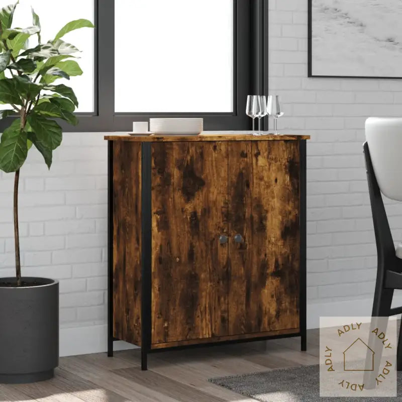 Skjenk Røkt Eik 70X30X80 Cm Konstruert Tre
