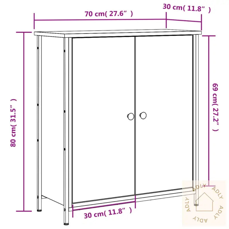 Skjenk Røkt Eik 70X30X80 Cm Konstruert Tre