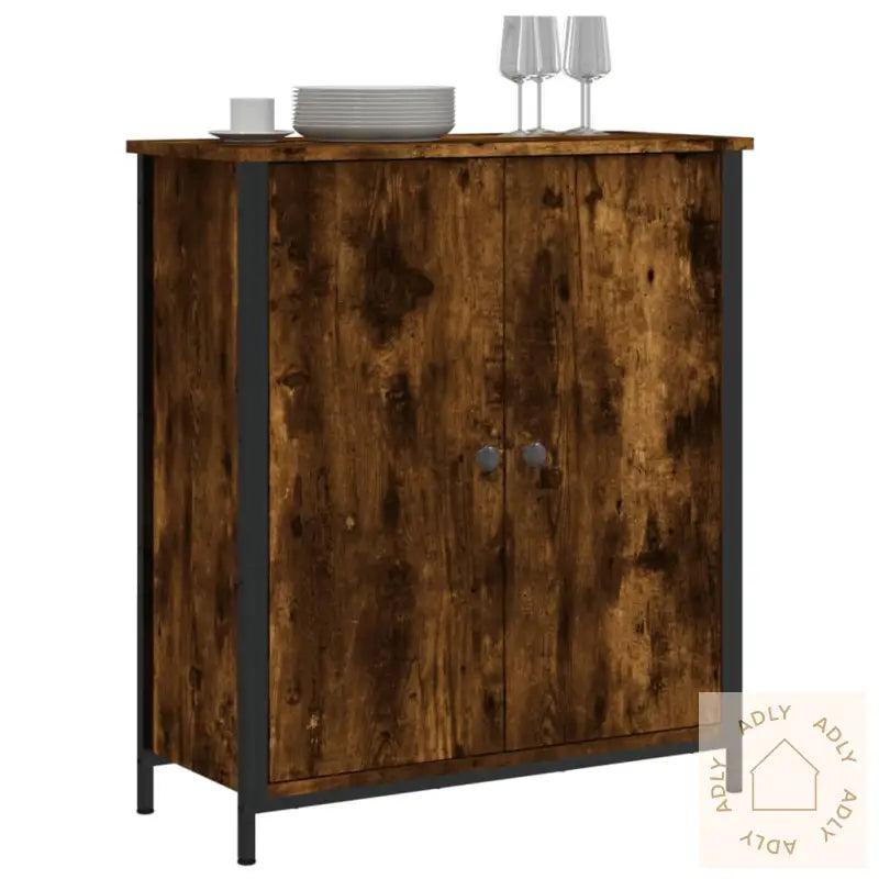 Skjenk Røkt Eik 70X30X80 Cm Konstruert Tre