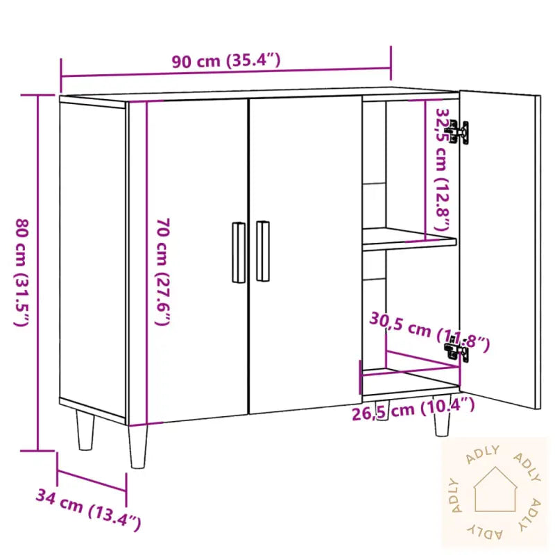 Skjenk Artisan Eik 90X34X80 Cm Konstruert Tre