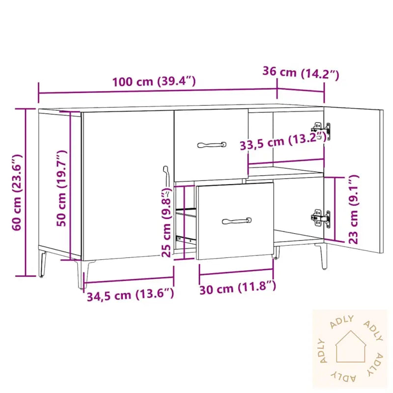 Skjenk Artisan Eik 100X36X60 Cm Konstruert Tre