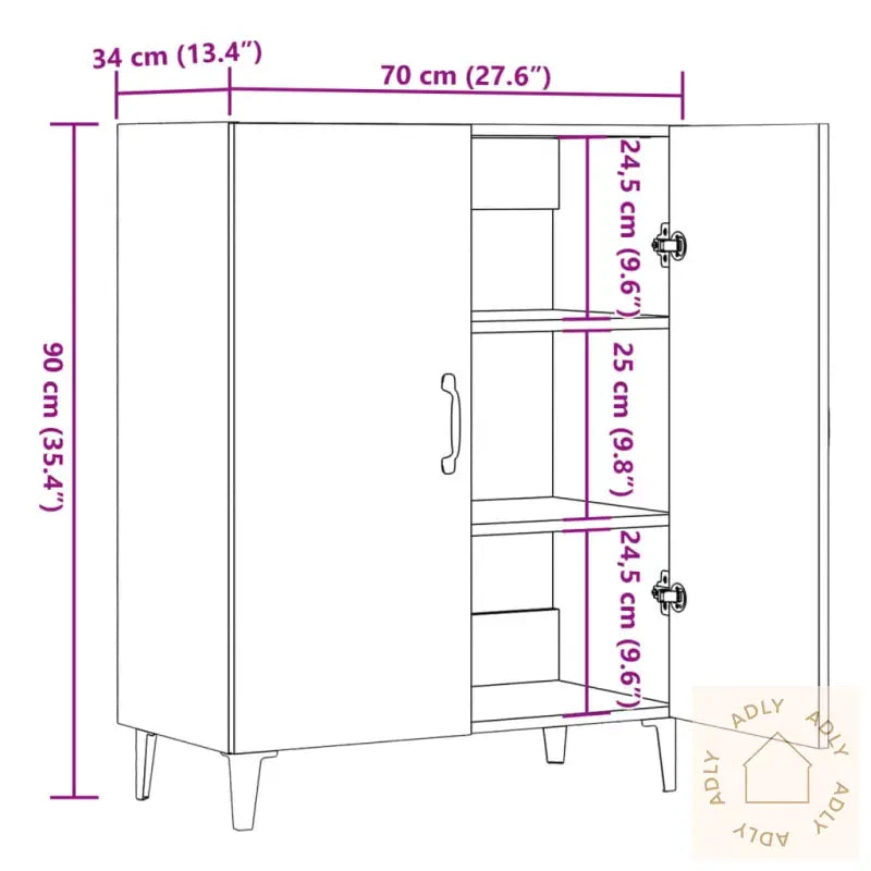 Skjenk Artisan Eik 70X34X90 Cm Konstruert Tre