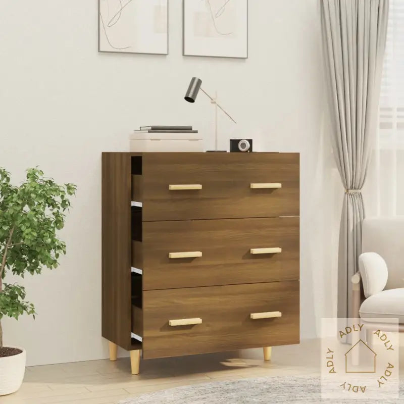 Skjenk Brun Eik 70X34X90 Cm Konstruert Tre