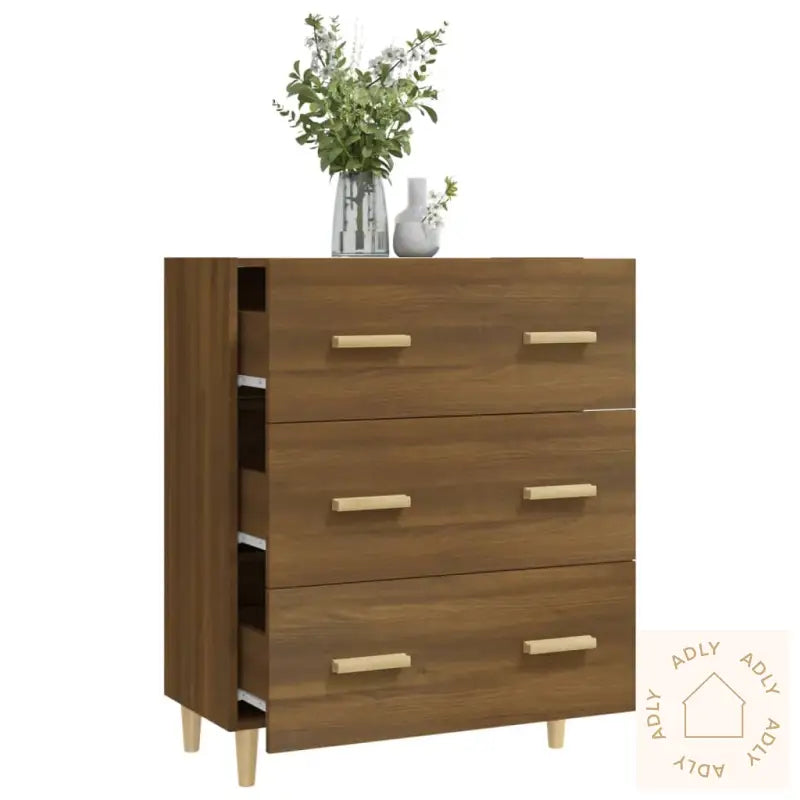 Skjenk Brun Eik 70X34X90 Cm Konstruert Tre