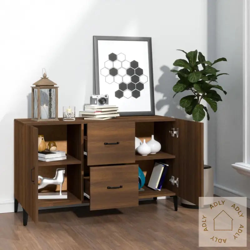 Skjenk Brun Eik 100X36X60 Cm Konstruert Tre