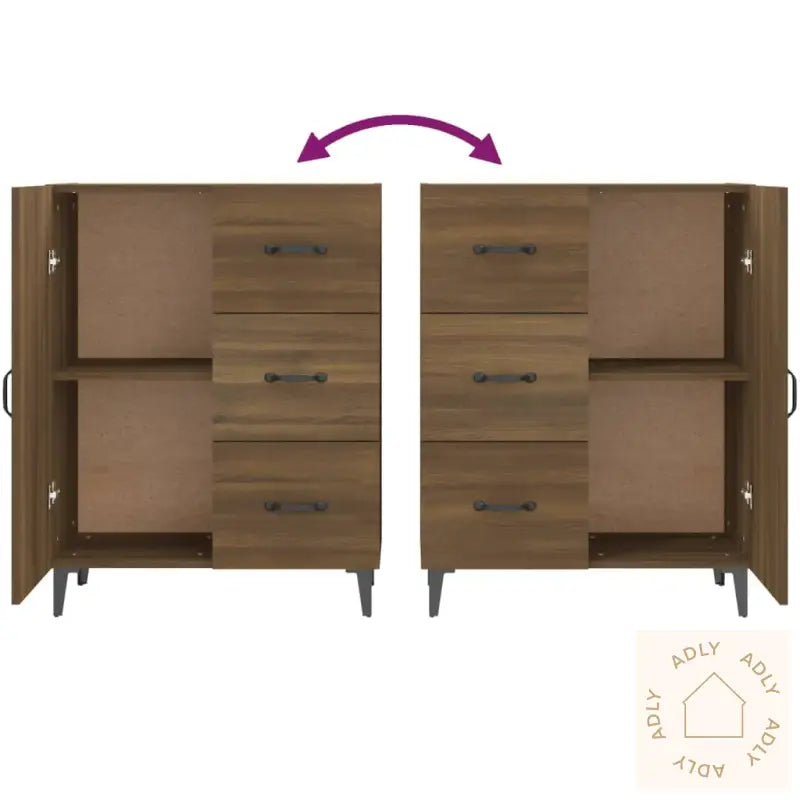 Skjenk Brun Eik 69,5X34X90 Cm Konstruert Tre