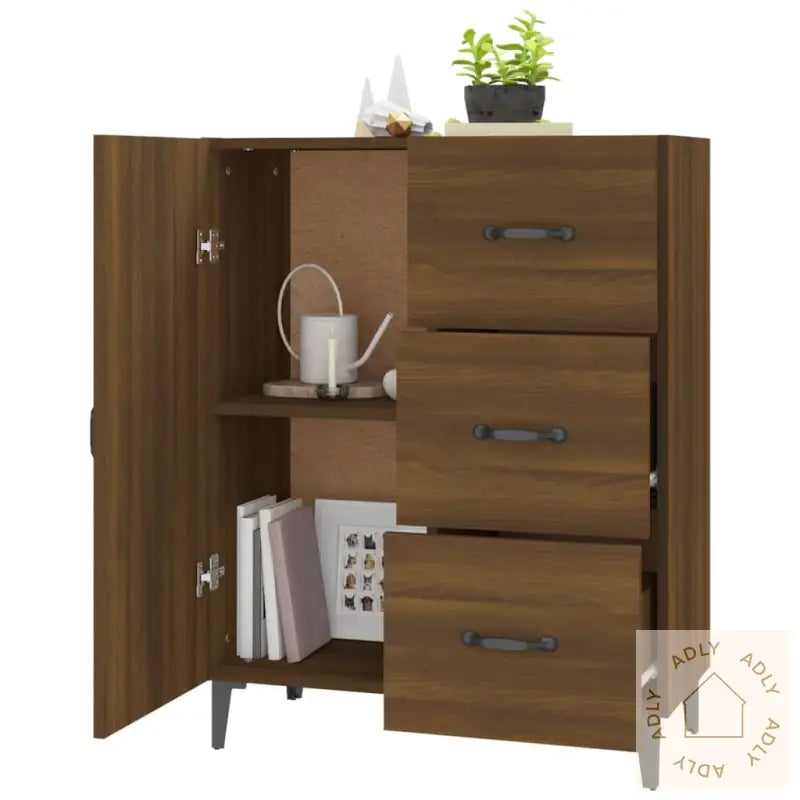 Skjenk Brun Eik 69,5X34X90 Cm Konstruert Tre