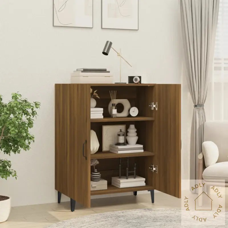 Skjenk Brun Eik 70X34X90 Cm Konstruert Tre