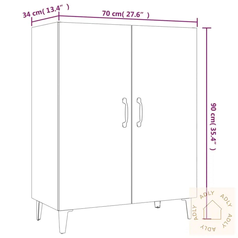 Skjenk Brun Eik 70X34X90 Cm Konstruert Tre