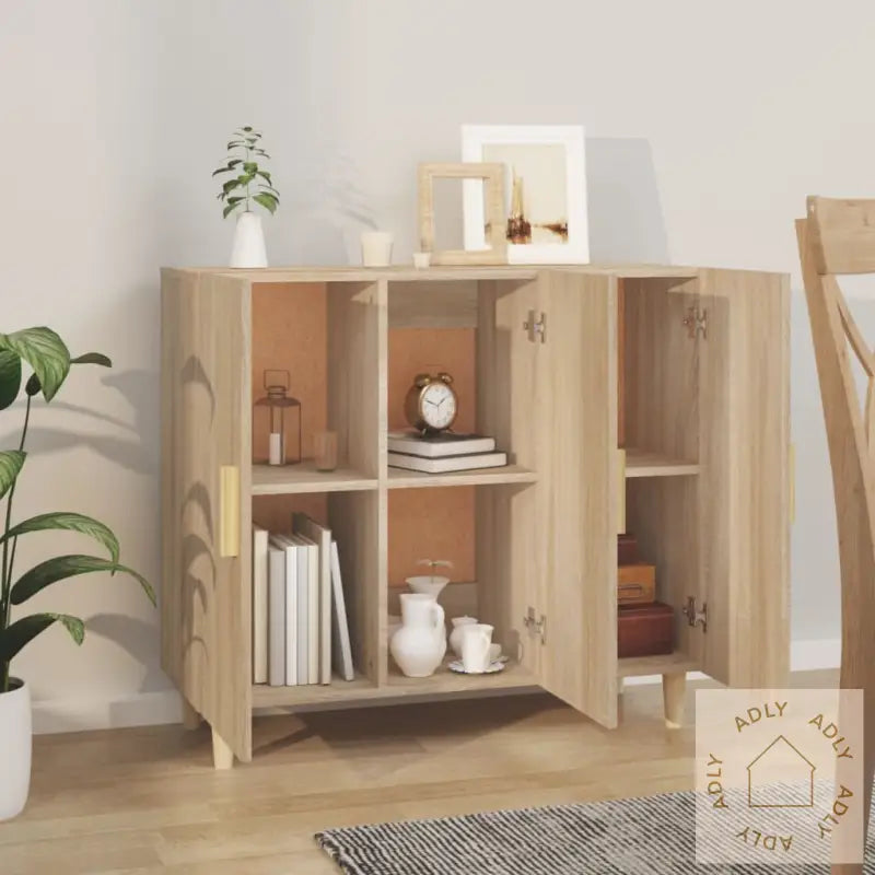 Skjenk Sonoma Eik 90X34X80 Cm Konstruert Tre