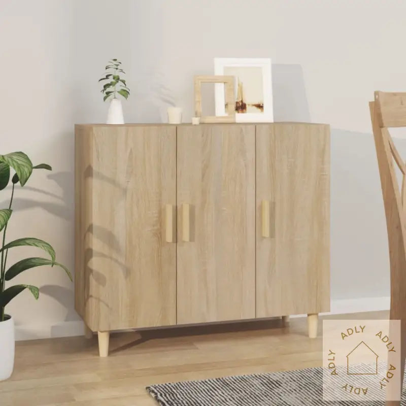 Skjenk Sonoma Eik 90X34X80 Cm Konstruert Tre