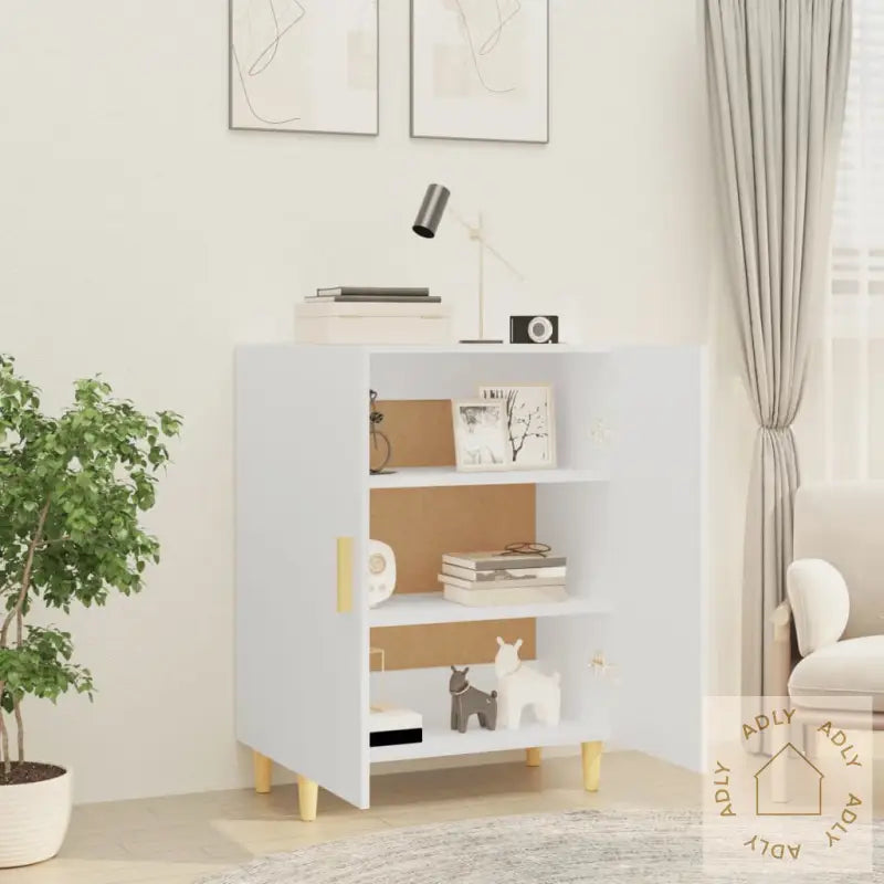 Skjenk Hvit 70X34X90 Cm Konstruert Tre