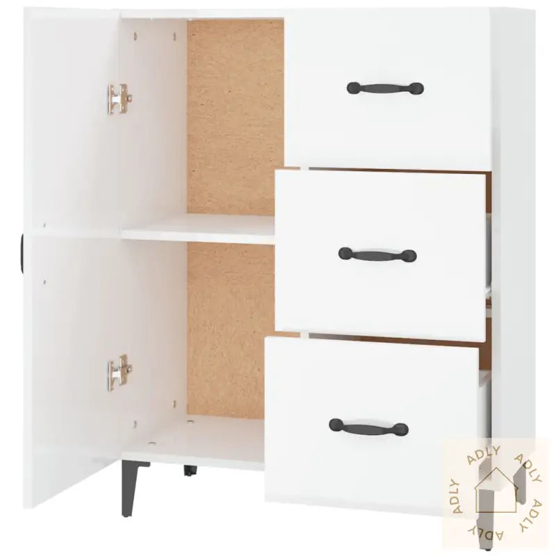 Skjenk Høyglans Hvit 69,5X34X90 Cm Konstruert Tre