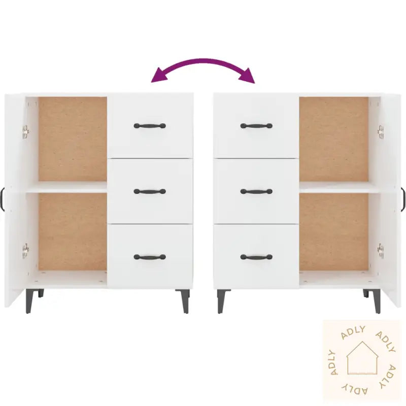 Skjenk Høyglans Hvit 69,5X34X90 Cm Konstruert Tre