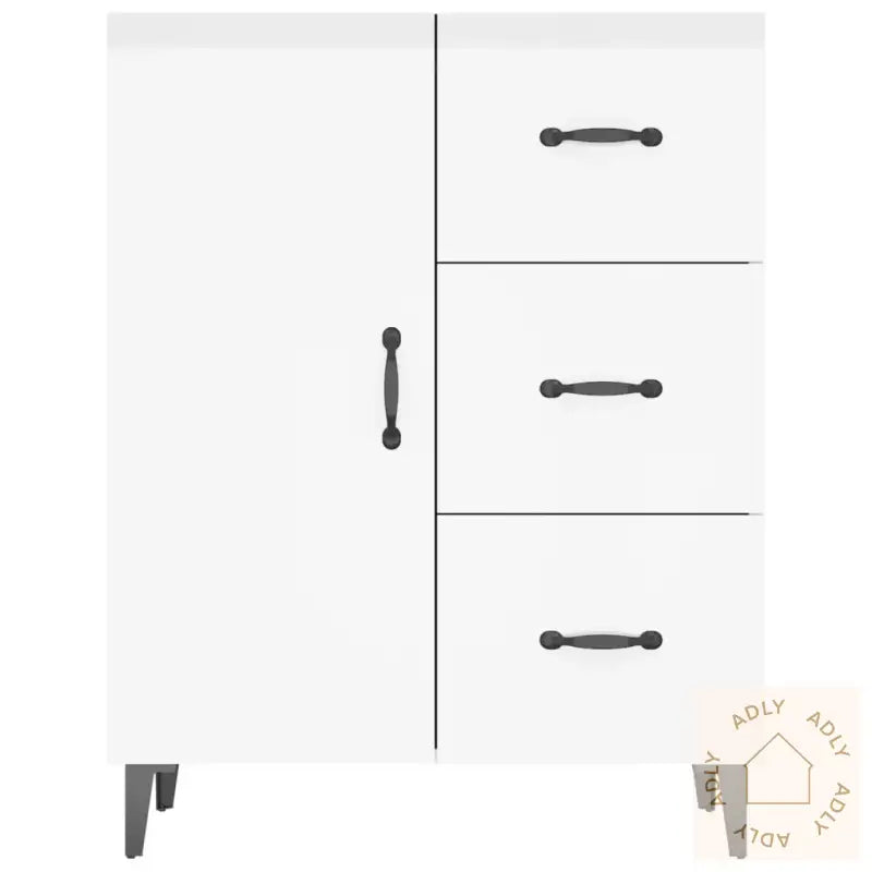 Skjenk Høyglans Hvit 69,5X34X90 Cm Konstruert Tre