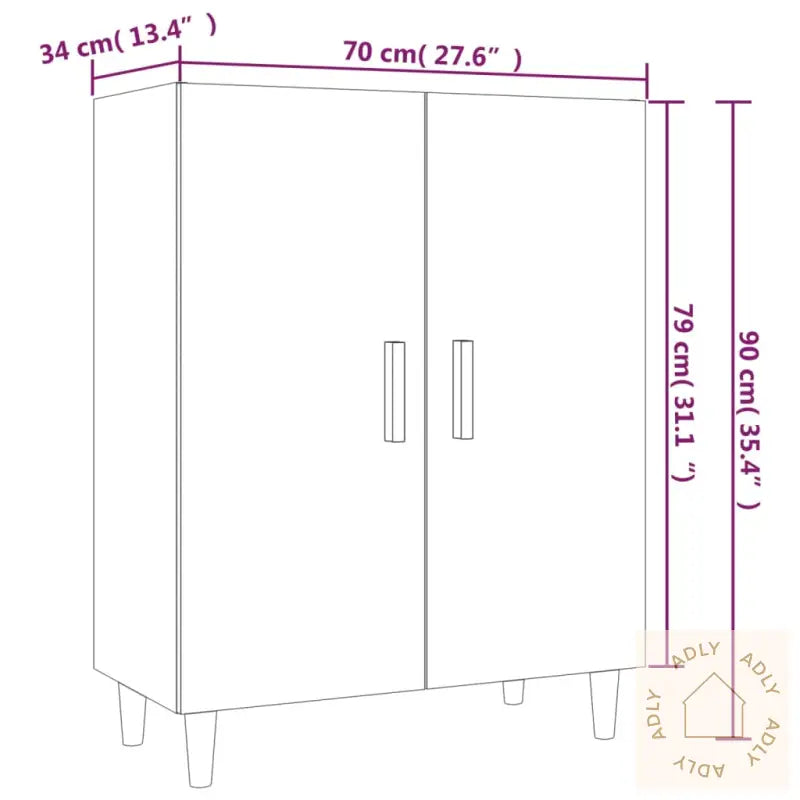 Skjenk Hvit 70X34X90 Cm Konstruert Tre