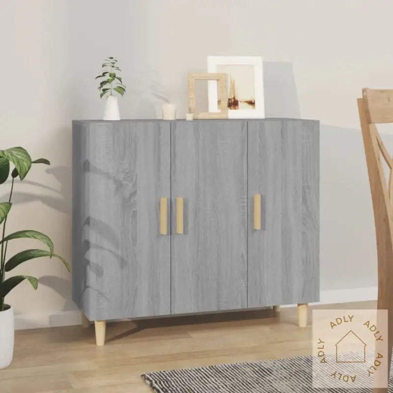 Skjenk Grå Sonoma 90X34X80 Cm Konstruert Tre
