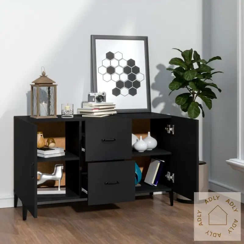 Skjenk Svart 100X36X60 Cm Konstruert Tre