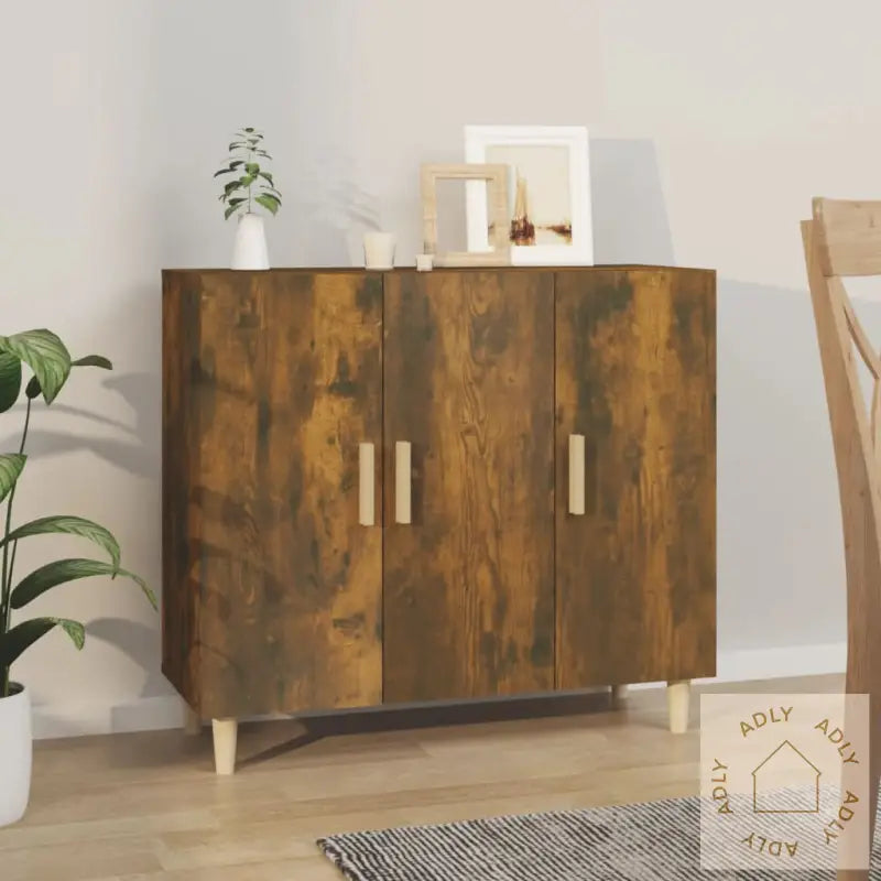 Skjenk Røkt Eik 90X34X80 Cm Konstruert Tre