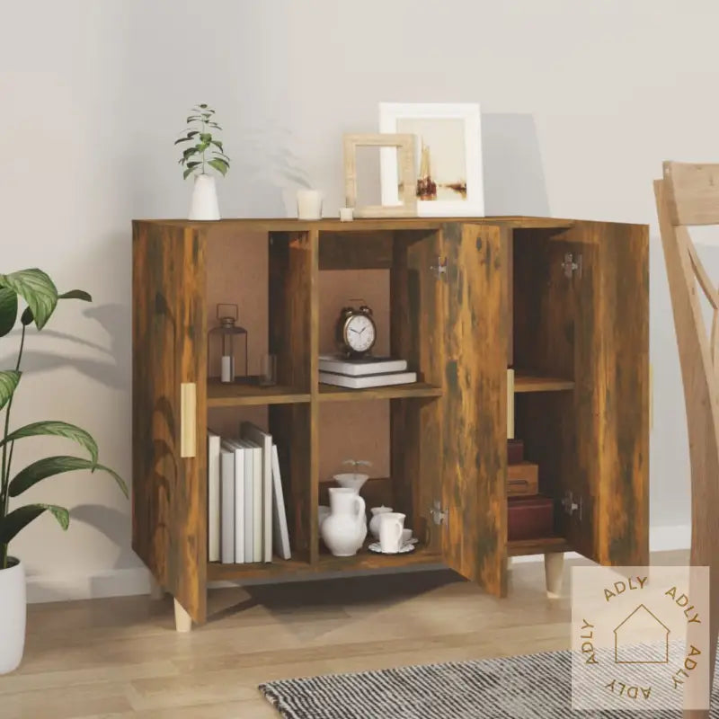 Skjenk Røkt Eik 90X34X80 Cm Konstruert Tre