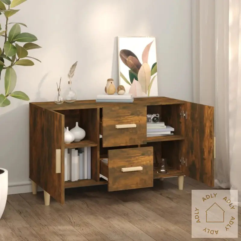 Skjenk Røkt Eik 100X36X60 Cm Konstruert Tre