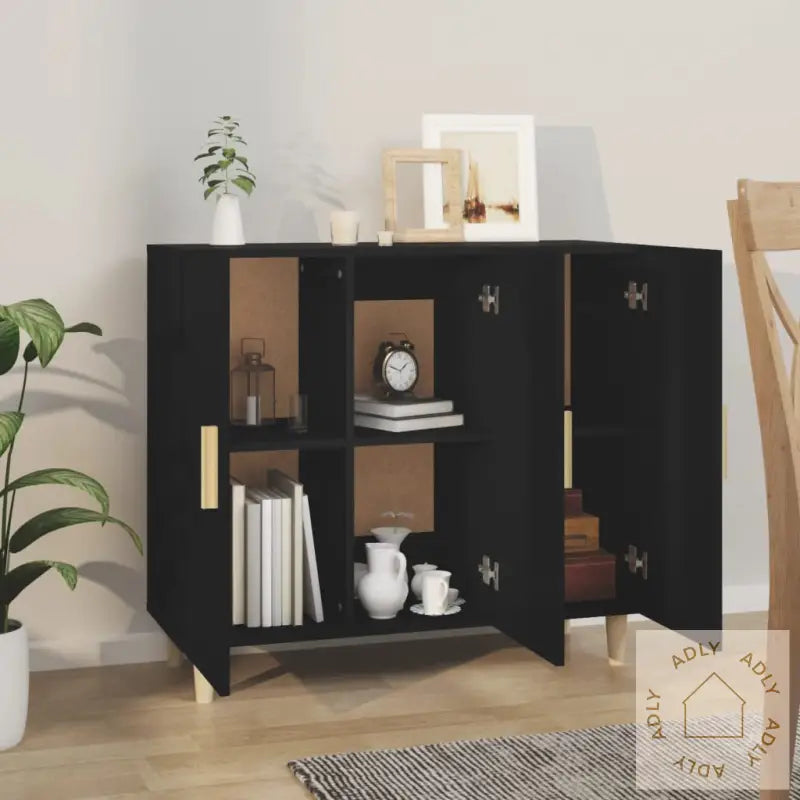 Skjenk Svart 90X34X80 Cm Konstruert Tre