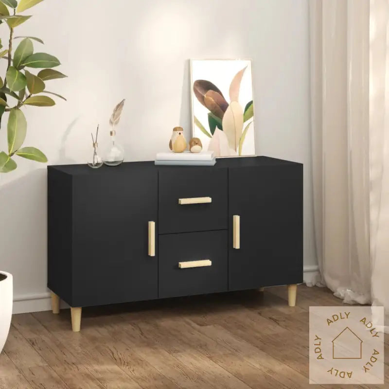 Skjenk Svart 100X36X60 Cm Konstruert Tre
