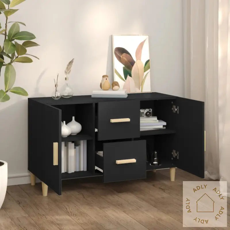 Skjenk Svart 100X36X60 Cm Konstruert Tre