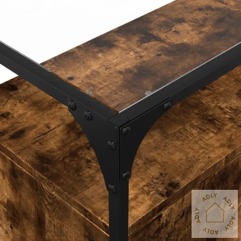 Skjenk Med Glasstopp Røkt Eik 98X35X81 Cm Konstruert Tre