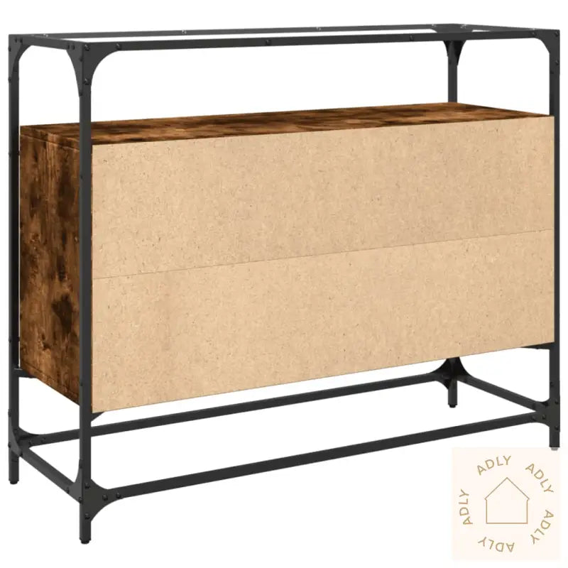 Skjenk Med Glasstopp Røkt Eik 98X35X81 Cm Konstruert Tre