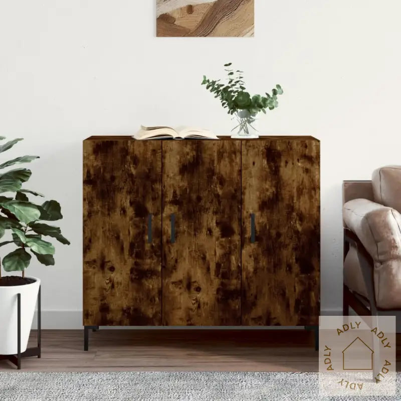 Skjenk Røkt Eik 90X34X80 Cm Konstruert Tre