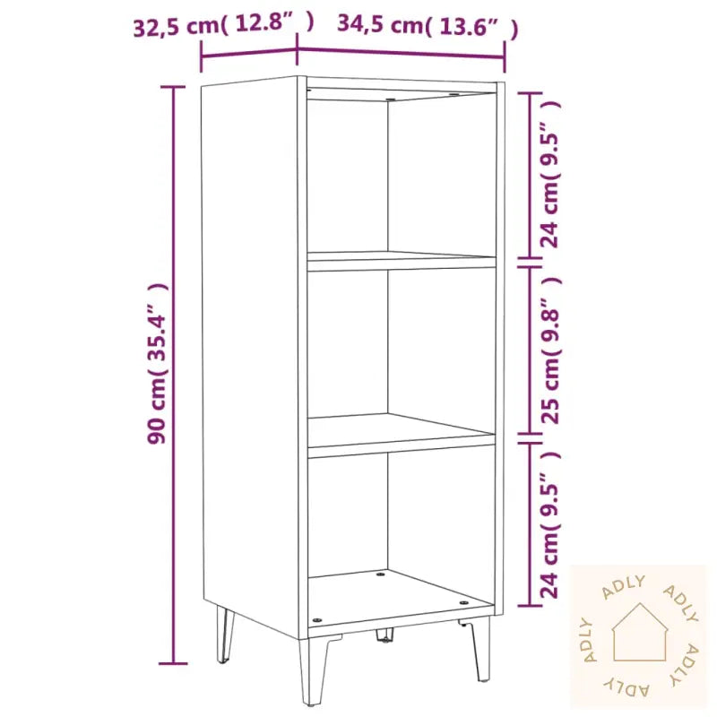 Skjenk Brun Eik 34,5X32,5X90 Cm Konstruert Tre