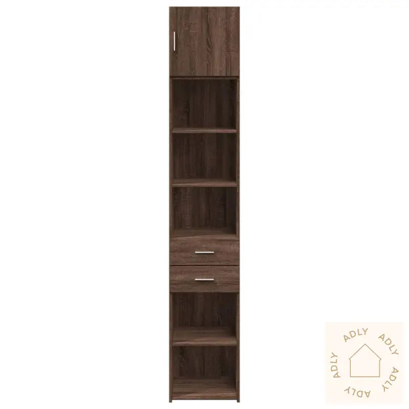 Smalt Oppbevaringsskap Brun Eik 40X42,5X225 Cm Konstruert Tre
