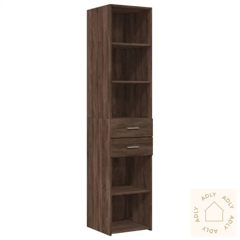 Smalt Oppbevaringsskap Brun Eik 40X42,5X225 Cm Konstruert Tre