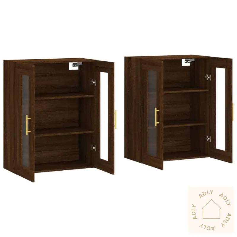 Veggskap 2 Stk Brun Eik Konstruert Tre