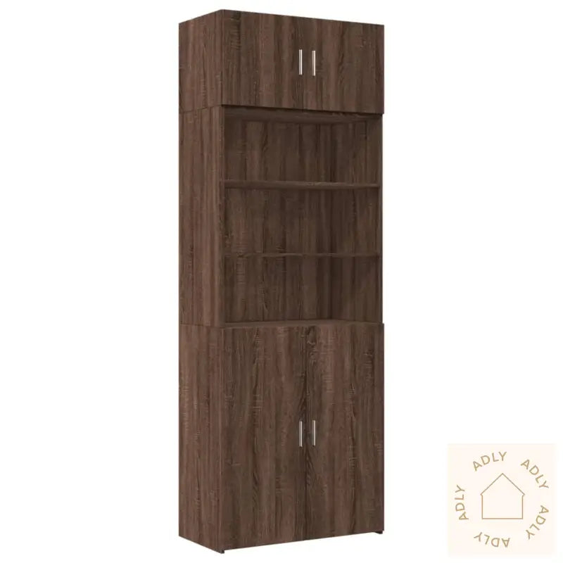 Oppbevaringsskap Brun Eik 80X42,5X225 Cm Konstruert Tre