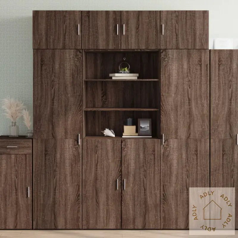 Oppbevaringsskap Brun Eik 80X42,5X225 Cm Konstruert Tre