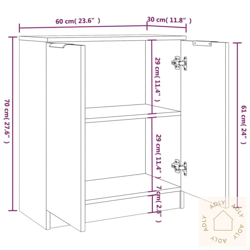 Skjenker 2 Stk Brun Eik 60X30X70 Cm Konstruert Tre