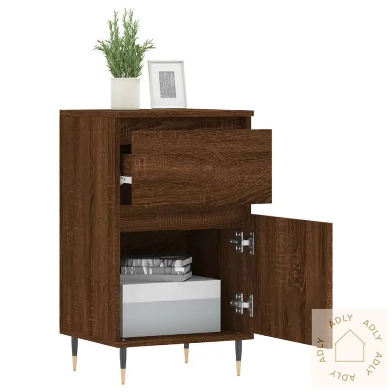 Skjenker 2 Stk Brun Eik 40X35X70 Cm Konstruert Tre