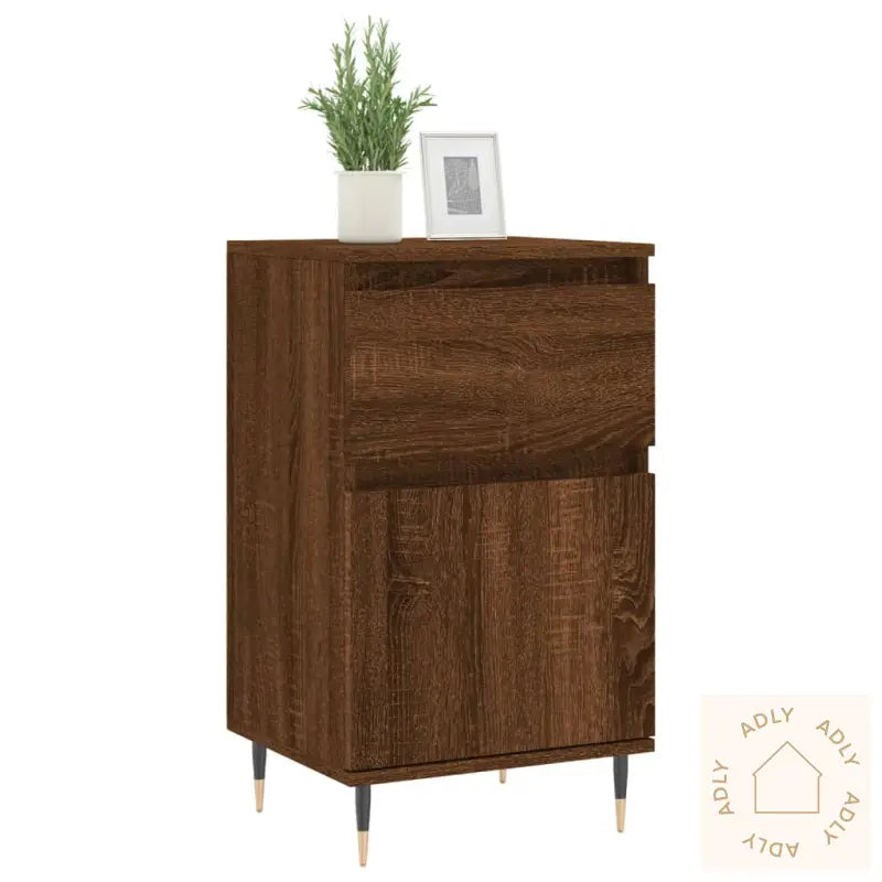 Skjenker 2 Stk Brun Eik 40X35X70 Cm Konstruert Tre
