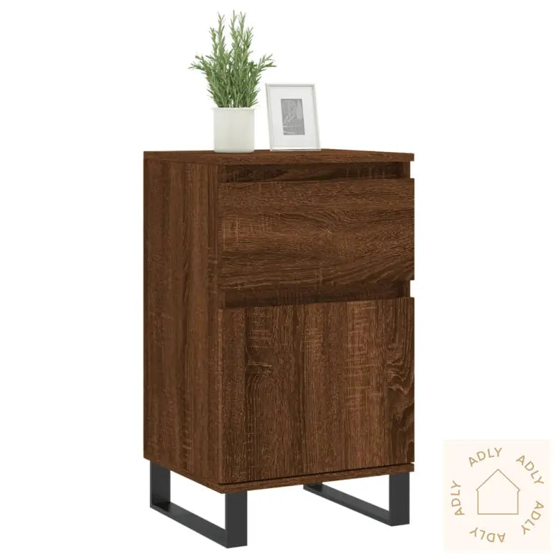 Skjenker 2 Stk Brun Eik 40X35X70 Cm Konstruert Tre