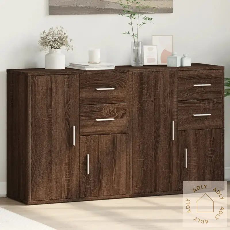Skjenker 2 Brun Eik 60X31X70 Cm Konstruert Tre